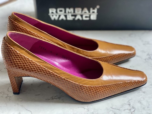 Snakeskin leather stacked heel - snakeskin,
